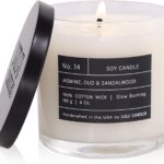 Lulu Candles | Jasmine, Oud & Sandalwood | Luxury Scented Soy Jar Candle | Hand Poured in The USA | Highly Scented Long Lasting (6 Oz.)