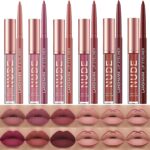 LANGMANNI 6 Matte Lipstick with 6 Lipliners Durable Makeup Set,Long-Lasting Non-Stick Cup Not Fade Waterproof Pigmented Velvet Lipgloss Kit Beauty Cosmetics Makeup Gift for Women (#A)