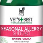 Vets Best Dog Allergy Chews, Seasonal Allergy Chews for Dogs, Dog Itching Skin Relief Chews, Anti Itch for Dogs, 60 Chewable Tablets