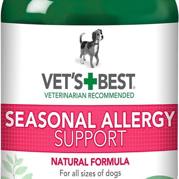Vets Best Dog Allergy Chews, Seasonal Allergy Chews for Dogs, Dog Itching Skin Relief Chews, Anti Itch for Dogs, 60 Chewable Tablets