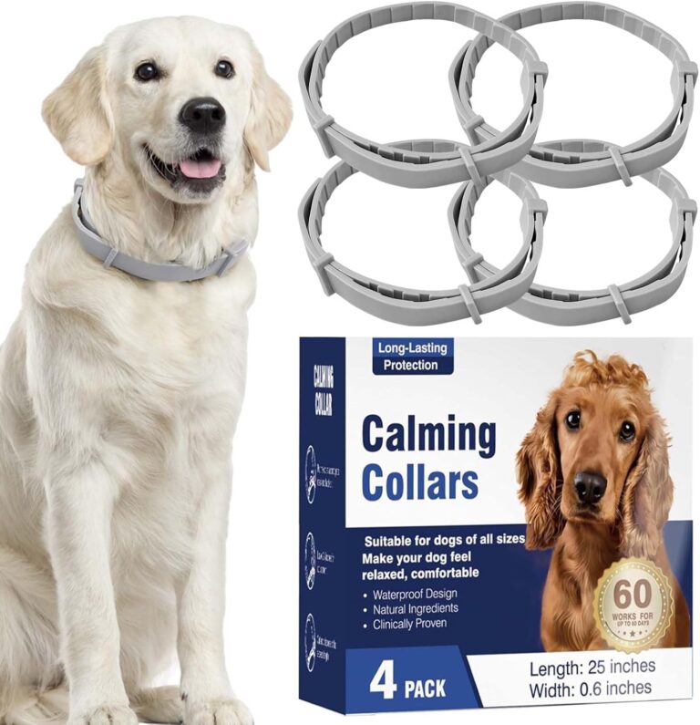 Vet Recommended Calming Collar for Dogs with Long-Lasting Pheromone,4 Pack Dog Calming Collar Helps Reduce Unwanted Behavior,Stress Relief Lasts 60 Days, 25 Inches, Flexible for Puppy Adult Dogs