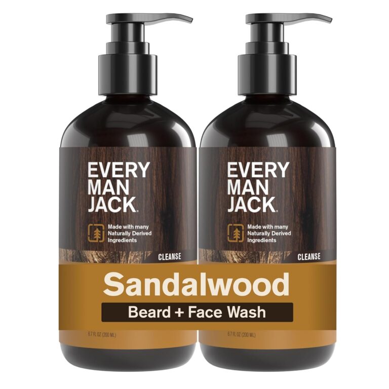 Every Man Jack Sandalwood Beard Wash - Cleanse, Soften, and Hydrate for a Healthier Beard - Made w/Naturally Derived Ingredients like Aloe Vera and Coconut - 6.7 oz - 2 Pack