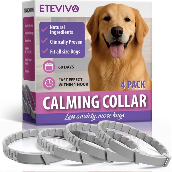 Calming Collar for Dogs 4 Pack Dog Pheromone Collars Anxiety Relief, Stress & Separation 25 Inches Adjustable Fits Small Medium Large Dogs Long Lasting 60 Days, Helps Reduce Bad Behavior