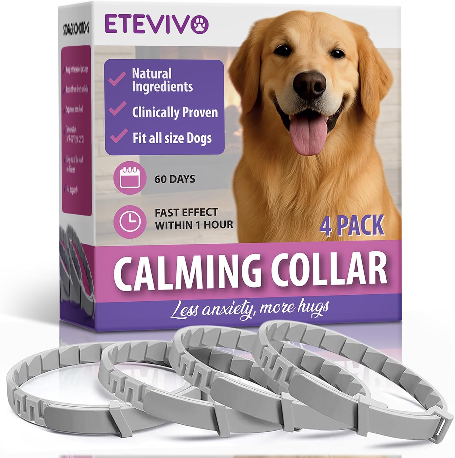 Calming Collar for Dogs 4 Pack Dog Pheromone Collars Anxiety Relief, Stress & Separation 25 Inches Adjustable Fits Small Medium Large Dogs Long Lasting 60 Days, Helps Reduce Bad Behavior Calming Collar for Dogs 4 Pack Dog Pheromone Collars Anxiety Relief, Stress & Separation 25 Inches Adjustable Fits Small Medium Large Dogs Long Lasting 60 Days, Helps Reduce Bad Behavior