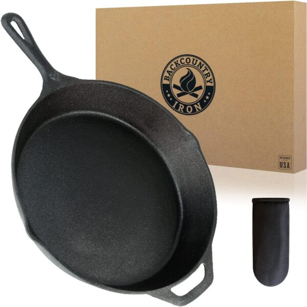 12 Inch Round Large Pre-Seasoned Cast Iron Skillet