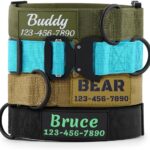 Personalized Tactical Dog Collar with Name and Phone Number, Heavy Duty Nylon Military Dog Collar with Strong Metal Buckle for Medium and Large Dogs