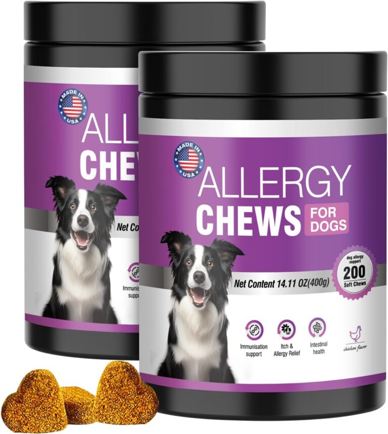Dog Allergy Chews 400PCs,Dog Allergy and Itching Skin Relief Anti Itch Aller Immune Bites for Dogs Itching Licking Paws Treatment Relief Itchy Aller Probiotics Vitamins for Skin and Coat Allergies