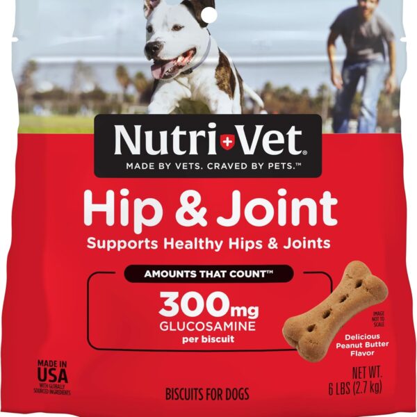 Nutri-Vet Hip & Joint Biscuits for Dogs, Dog Hip & Joint Supplement, Functional Treat, Large Sized Biscuit, 300mg of Glucosamine, 6 lb Bag