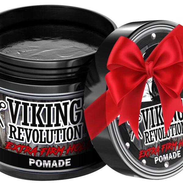 Viking Revolution Extreme Hold Pomade for Men Style & Finish Your Hair - Extra Firm,Strong Hold & High Shine for Mens Styling Support - Water Based Male Grooming Product is Easy to Wash Out, 4oz