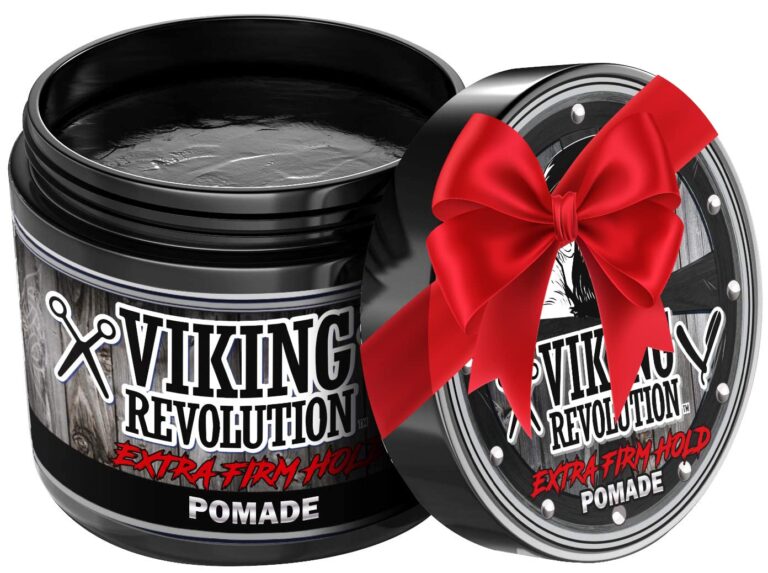 Viking Revolution Extreme Hold Pomade for Men  Style & Finish Your Hair - Extra Firm,Strong Hold & High Shine for Mens Styling Support - Water Based Male Grooming Product is Easy to Wash Out, 4oz