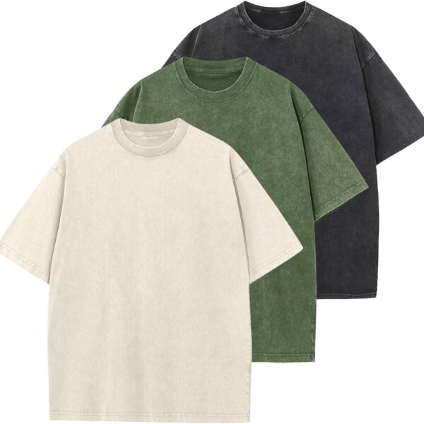 Men's Cotton T-Shirts Oversized Unisex Short Sleeves Casual Loose Wash Solid Basic Tee Tops
