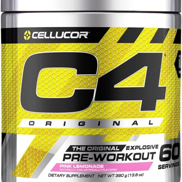 C4 Original Pre Workout Powder Pink Lemonade Vitamin C for Immune Support Sugar Free Preworkout Energy for Men & Women 150mg Caffeine + Beta Alanine + Creatine 60 Servings