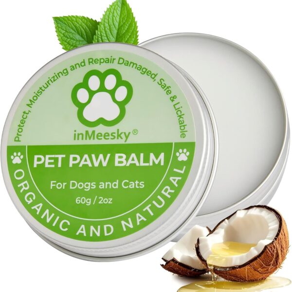 Dog Paw Balm & Nose Balm, Lick-Safe | All-Natural Moisturizer with Organic Coconut Oil | Quickly Nourishes and Repairs Dry, Cracked Paws | Vet-Recommended for Hot & Winter Protection (2.0oz)