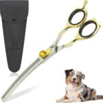 Curved Dog Grooming Scissors  7.5 Thinning Shears with 34 Teeth, Texturizing Chunkers for Dogs & Cats, 440C Stainless Steel for Professional Groomers and Pet Owners