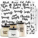 Talented Kitchen Labels for Food Containers - 135 Count, Preprinted Black Cursive on Clear Backing, Water-Resistant - Pantry & Kitchen Storage Labels for Jars & Bins - Easy Peel & Stick