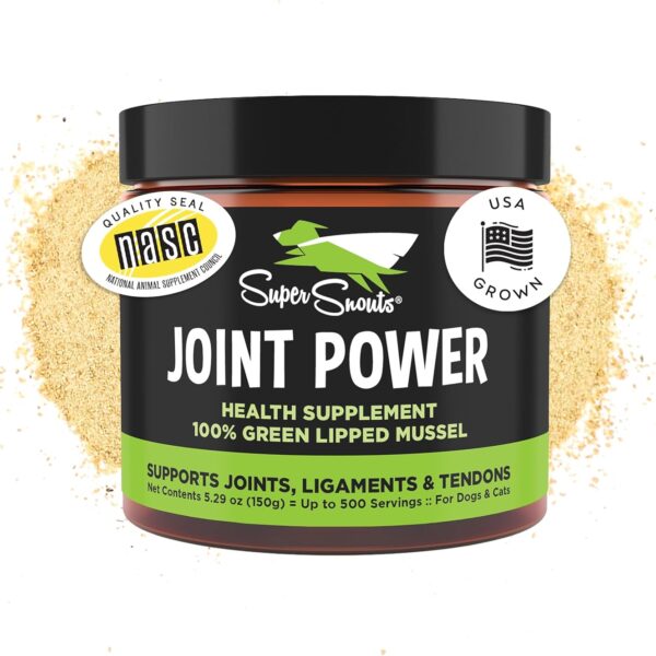 Super Snouts Joint Power  5.29oz Powder  Joint Supplement for Dogs and Cats with 100% Green Lipped Mussel Helps Ease Discomfort & Stiffness Made in The USA