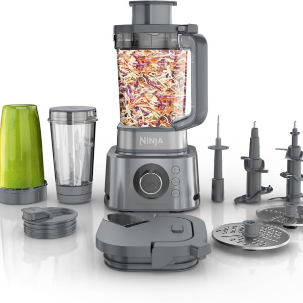 Ninja Blender & Food Processor Combo, Foodi Power Blender System for Smoothies, Bowls, Spreads & Shakes, 6 Functions, 72-oz Pitcher, To-Go Cups, Silver, SS401