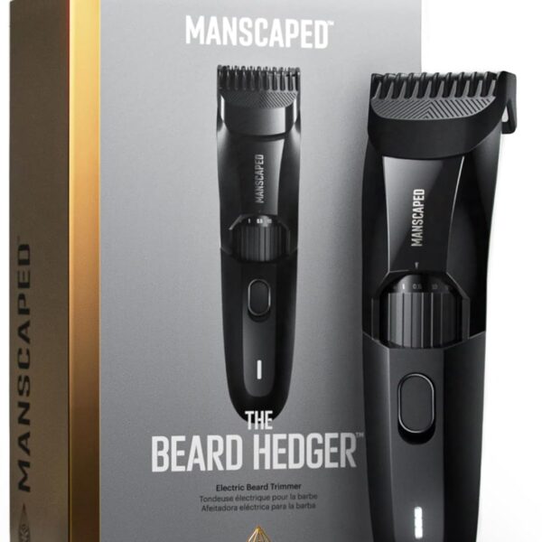 MANSCAPED The Beard Hedger Men's Premium Beard Trimmer, 20 Length Adjustable Blade Wheel, Stainless Steel T-Blade for Precision Facial Hair Trimming, Cordless Waterproof Wet/Dry Clipper