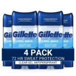 Gillette Antiperspirant and Deodorant for Men, 72hr Sweat & Odor Protection, Long Lasting Freshness, Anti-White Mark Technology, Clear Gel, Cool Wave Scent, 3.8 oz (Pack of 4)