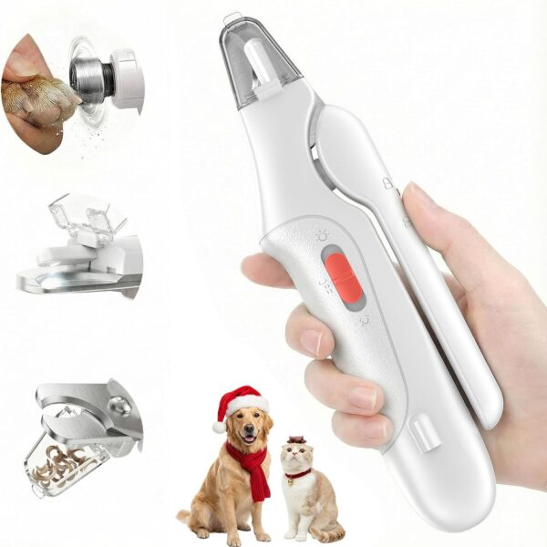 2 in 1 Dog Nail Clippers & Cat Nail Clippers Trimmers for Large Medium Small Dogs Cats Claw Trimmer Quick Sensor and Safety Guard USB Rechargeable Dogs Nail Trimmer with Catcher & 2 LED Lights