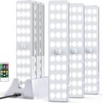 LED Closet Light with Charging Station, 6 Pcs 30LEDs 8'' Dimmer Rechargeable Motion Sensor Under Cabinet Lighting, Stick-Anywhere Night Light for Wardrobe,Kitchen