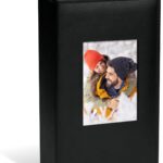 Vienrose Photo Album 4x6 300 Photos Leather Cover Picture Book with 300 Horizontal Pockets, Slip-in Picture Albums for Wedding Baby Vacation, Black