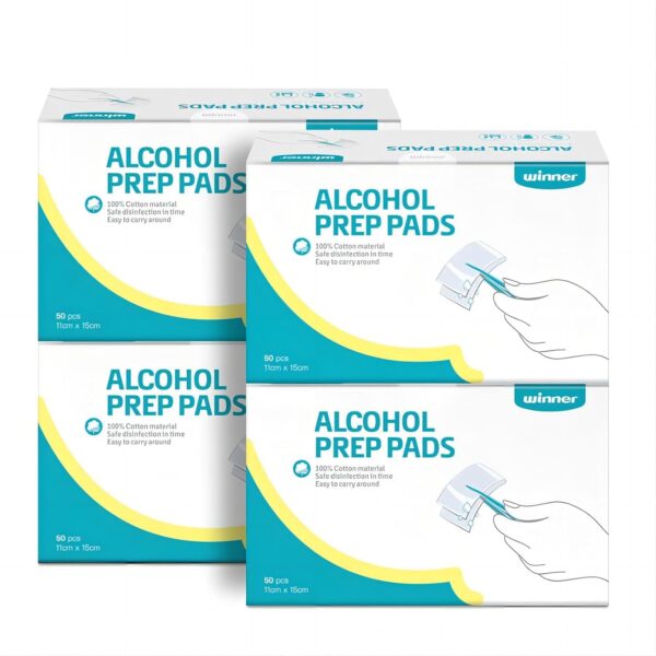 Winner Alcohol Wipes Individually Wrapped, 6" x 4" Large Prep Pads with 70% Isopropyl Alcohol, Essential for First Aid, Home and Laboratories, 4-Ply, 200 Count