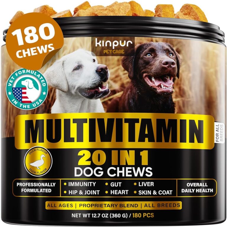 20-in-1 Dog Multivitamin Chews - Dog Supplement for Immunity, Digestion, Joint Care, Vision, Brain and Heart Health Support - Natural Dog Vitamins with MSM & Glucosamine for Dogs - 180 Chews