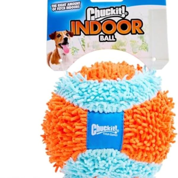 Chuckit! Indoor Fetch Ball Dog Toy for Dogs - Interactive Dog Toys for Boredom, 4.75 Inch, Orange and Blue