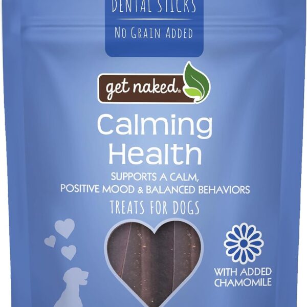 Get Naked Calming Dental Sticks for Dogs  Grain-Free Chicken Flavor, Anxiety Relief with Chamomile, Passion Flower, No CBD, Tartar Control, Gluten-Free  Large Sticks 6.6 oz Bag
