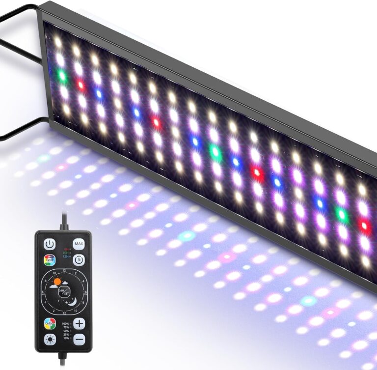hygger Aquarium LED Light Fish Tank Full Spectrum Lighting with 24/7 Day-Night Cycle Mode & Auto On/Off Timer, 7 Color Options, Dimmable, Extendable Bracket for 48~54in Tank Plant Lights