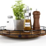 Farmhouse Oak 12" Lazy Susan Turntable Organizer for Cabinet, Round Wooden Lazy Susan Organization and Storage for Dining Table, Pantry, Kitchen, Countertop, Cupboard,Home Decor, Walnut Wood