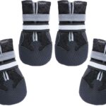 Dimicoo Breathable Dog Boots for Medium Large Dogs,Non-Slip Dog Shoes for Winter Snow and Summer Hot Pavement,Lightweight Paw Protector Dog Booties for Outdoor Walking Indoor Hardwood Floors