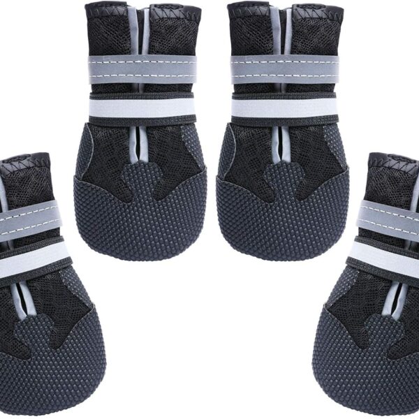 Dimicoo Breathable Dog Boots for Medium Large Dogs,Non-Slip Dog Shoes for Winter Snow and Summer Hot Pavement,Lightweight Paw Protector Dog Booties for Outdoor Walking Indoor Hardwood Floors