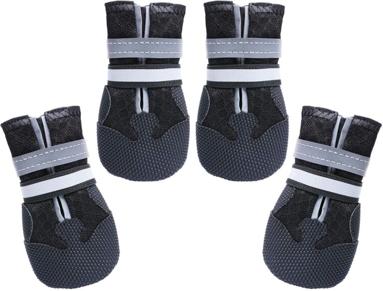 Dimicoo Breathable Dog Boots for Medium Large Dogs,Non-Slip Dog Shoes for Winter Snow and Summer Hot Pavement,Lightweight Paw Protector Dog Booties for Outdoor Walking Indoor Hardwood Floors