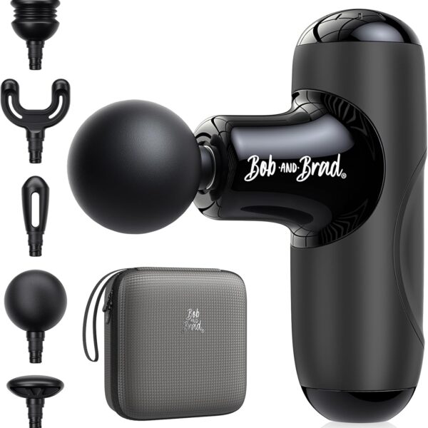 BOB AND BRAD Q2 Mini Massage Gun, Pocket-Sized Deep Tissue Massager Gun, Portable Percussion Muscle Massager Gun, Ultra Small & Quiet Muscle Massage Gun for Muscle Recovery with Carry Case