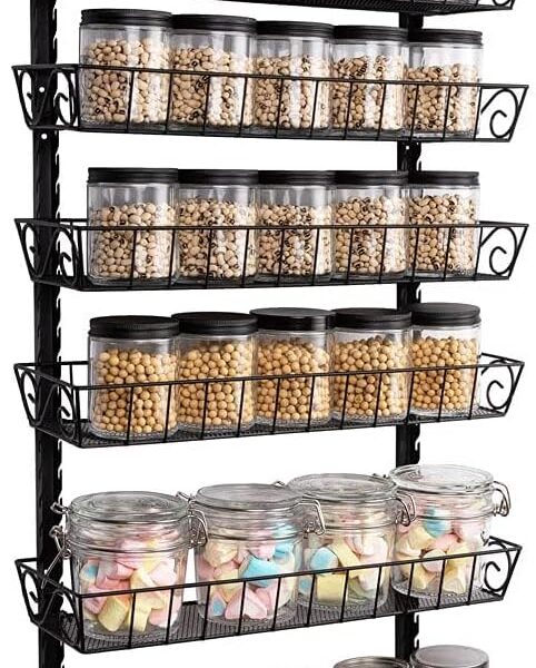 SWOMMOLY Adjustable Wall Mount Spice Rack, 9-Tier Dual-use (Multi-use) Organizer, Black