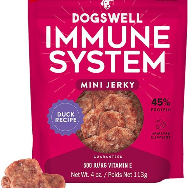 DOGSWELL Jerky for Immunity & Defense  Mini Grain Free Dog Jerky Treat and Immune System Support (4 oz. Duck),29244