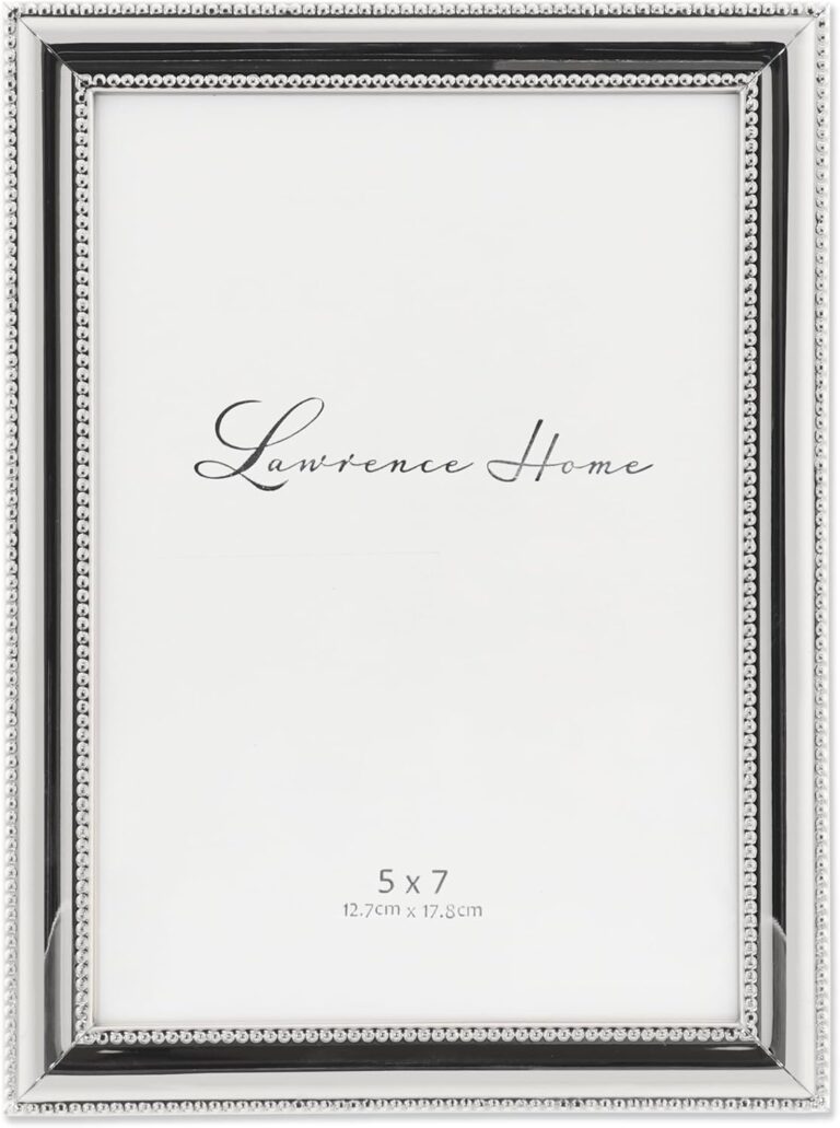Lawrence Frames 510757 Metal Picture Frame Silver-Plate with Delicate Beading, 5 by 7-Inch