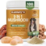 Mushroom for Dogs - Turkey Tail for Dogs - 9 Organic Mushroom Supplement with Turkey Tail, Reishi, Lions Mane - Hip & Joint, Skin & Coat, Digestive, Cellular, Immune Health Support - Chicken Flavor