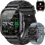 Smart Watch for Men Fitness Tracker: Military Waterproof Make Answer Call Digital Mens Watches Running Step Pedometer Smartwatch Android Phone iPhone Samsung Compatible Sleep SpO2 Heart Rate Monitor