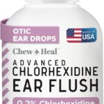 Chew + Heal Labs Dog Ear Cleaner - Medicated Dog Ear Buildup Drops for Dirt and Wax - 4 oz Advanced Flush with Chlorohexidine and Ketoconazole - Made in The USA