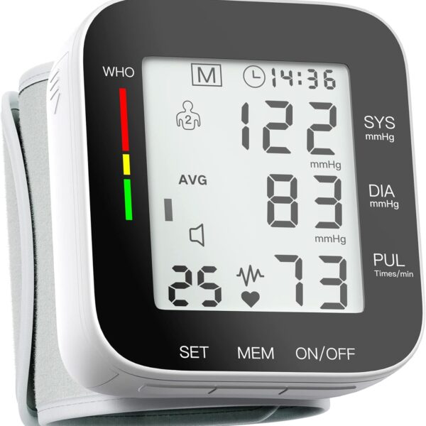 Wrist Blood Pressure Monitor Automatic Large LCD Display Adjustable Wrist Cuff Automatic Dual 99 Reading Memory Automatic Digital BP Machine for Home Use