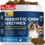Probiotics for Dogs with Enzymes & Fiber Blend Supports Gut Health, Yeast Balance, Allergies, Itchy Skin, Boost Immune - Natural Probiotic Supplement for Digestive, Diarrhea, Gas, Constipation,120Ct