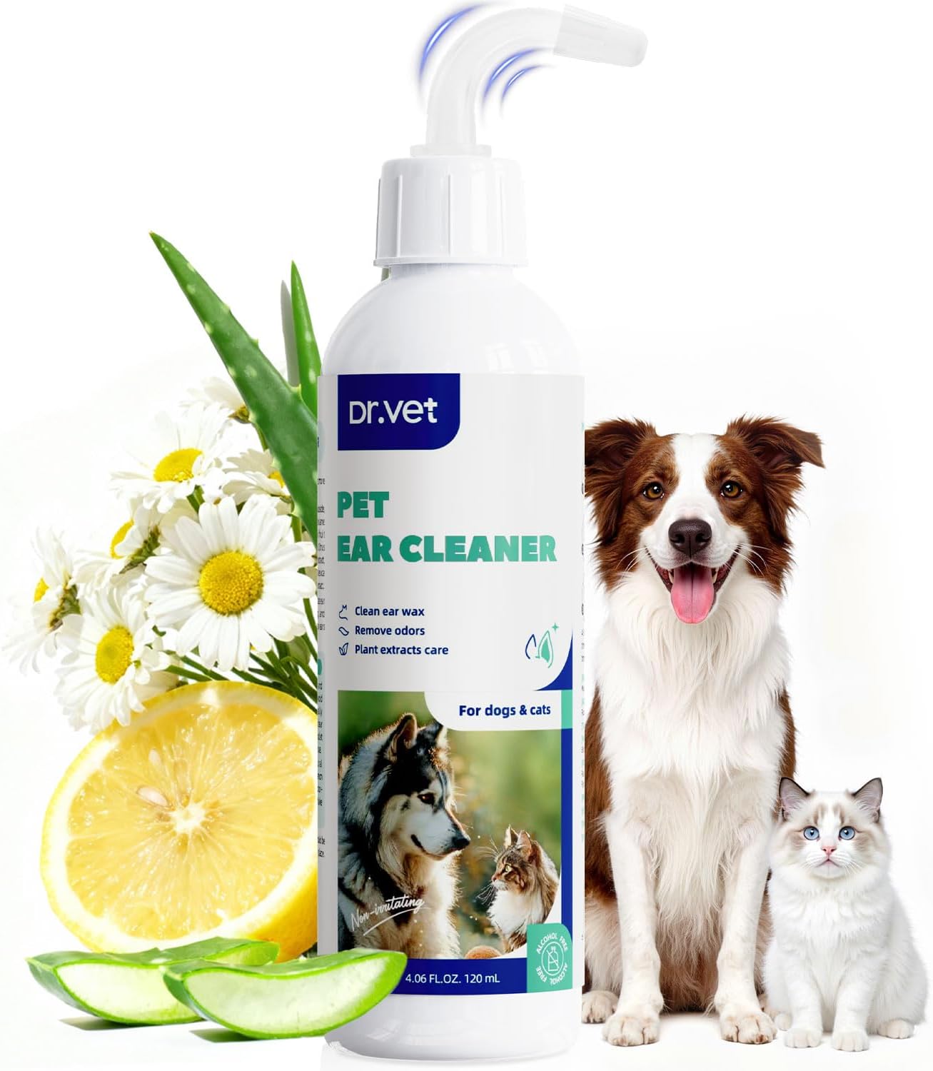 Dog Ear Cleaner Solution Soft Nozzle Ear Treatment for Dogs & Cats, Gently Remove Ear Wax & Debris, Soothe Ear Itching & inflammation, Odor Pet Ear Wash with Aloe Vera & Persimmon 4.06 fl oz Dog Ear Cleaner Solution Soft Nozzle Ear Treatment for Dogs & Cats, Gently Remove Ear Wax & Debris, Soothe Ear Itching & inflammation, Odor Pet Ear Wash with Aloe Vera & Persimmon 4.06 fl oz