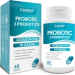 Probiotics 120 Billion CFUs 18 Strains, 3 Prebiotics & Digestive Enzymes for Men Women,Digestive & Immune Support,Shelf Stable Non-GMO 60 Capsules
