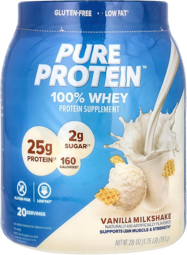 Pure Protein Powder, Whey, High Protein, Low Sugar, Gluten Free, Vanilla Cream, 1.75 lbs