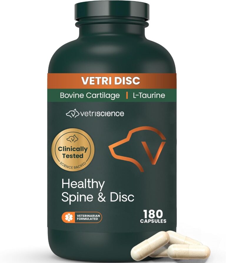 VetriScience Healthy Spine & Disc Easy-Open Capsules, Back and Spinal Support Chondroitin and Taurine Supplement for Dogs, Perfect for Dachshunds, Corgis, Frenchies, Basset Hounds & More, 180 Count
