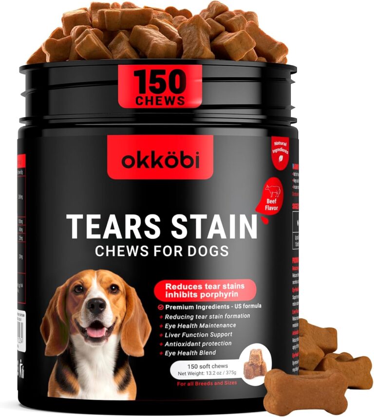 Tear Stain Chews and Eye Vitamins for Dogs - 150 Vision Soft Bites - Eye Supplements for Dogs with Lutein, Eyebright, Cranberry & Vitamin C - Beef Flavor