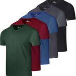 Real Essentials 5 Pack: Men's Mesh Quick Dry Short Sleeve V-Neck T-Shirt - Athletic Performance (Available in Big & Tall)